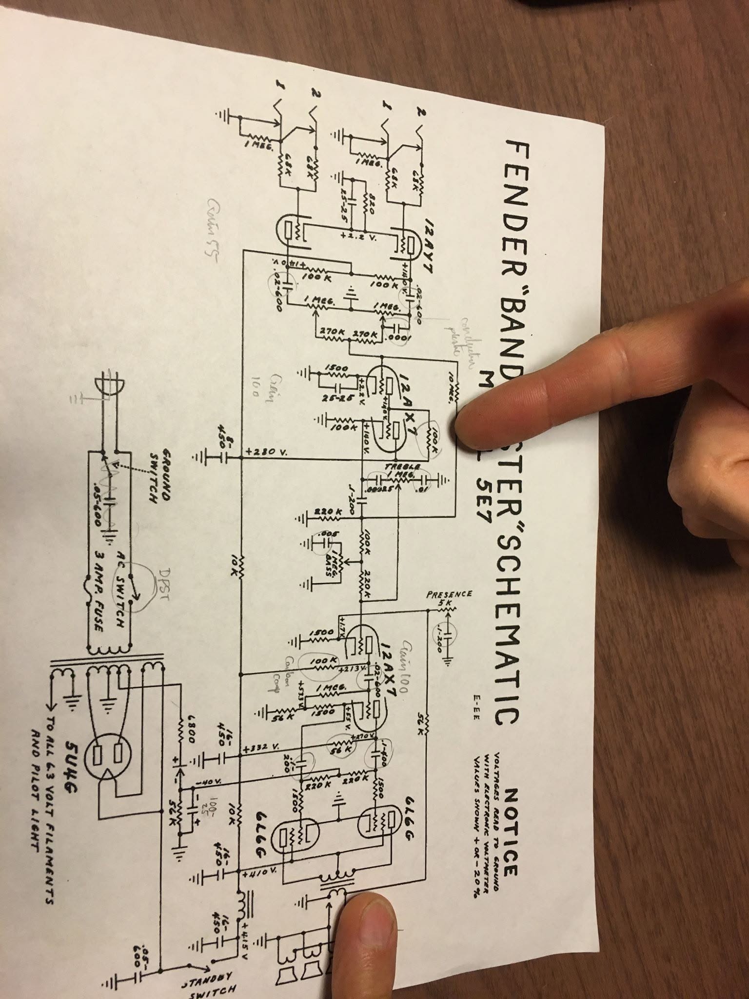 Fender Bandmaster 5E7 schematic